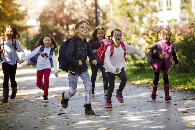 Kids on their way to school