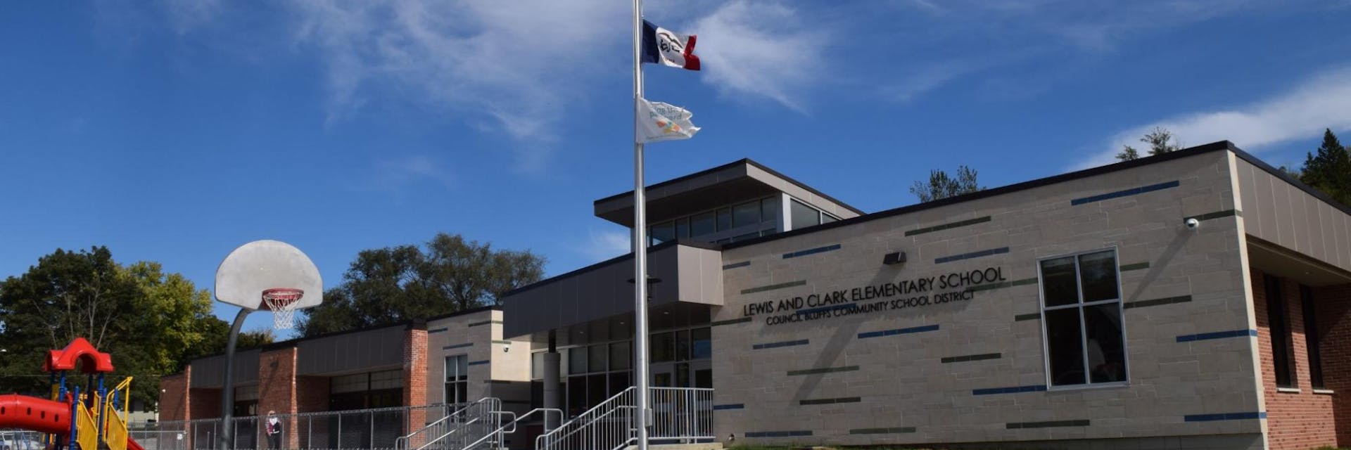 Exterior of elementary school in Council Bluffs Community School District. 