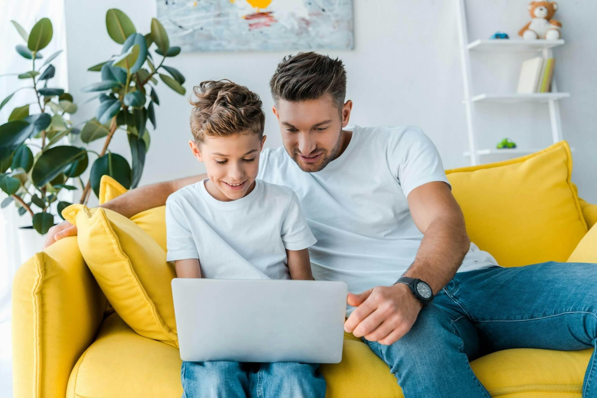 dad and son learning together