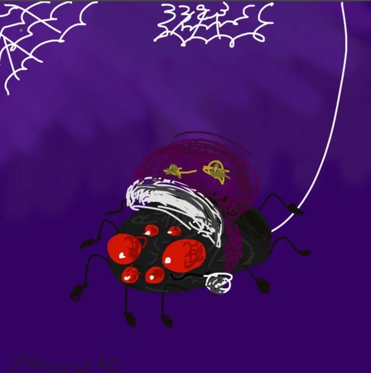 Jayyyke's art red eye spider for Wiztober