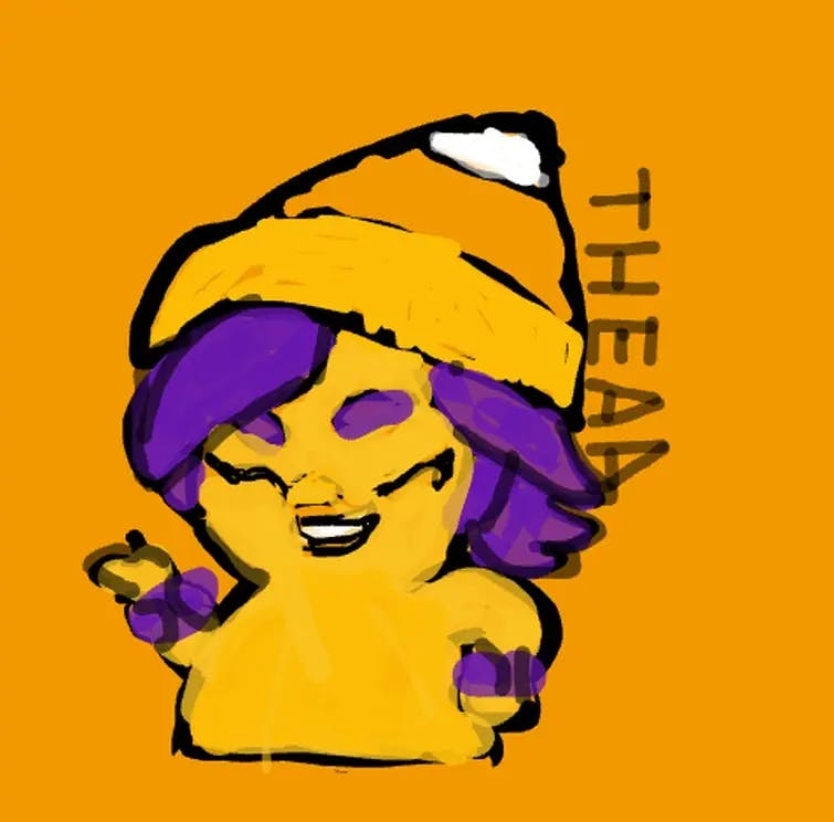 Theaa Addawise's art purple hair with yellow hat girl for Wiztober