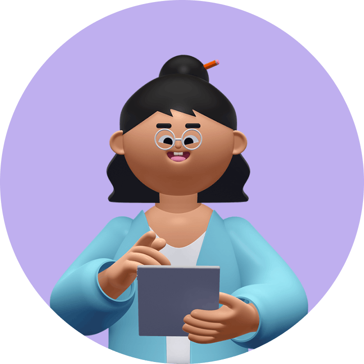 Illustration of a teacher using a tablet